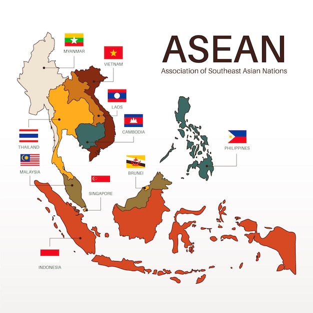 Free vector asean map illustration