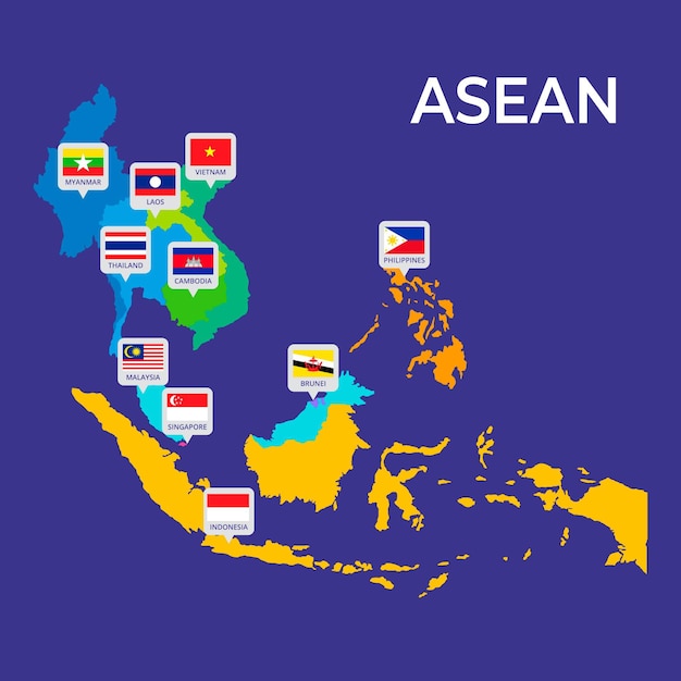 Free vector asean map infographic