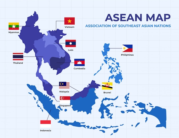 無料ベクター アセアンの地図 インフォグラフィック