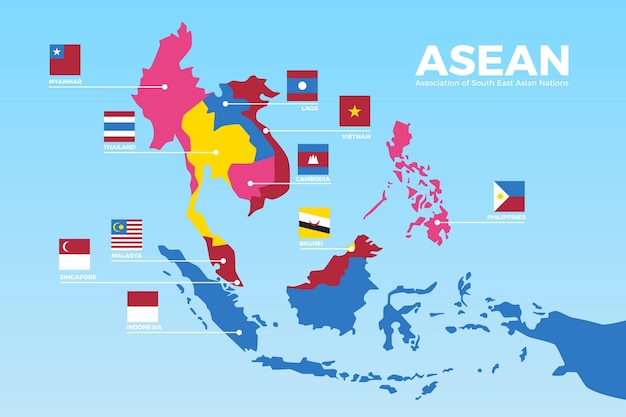 Free vector asean map infographic