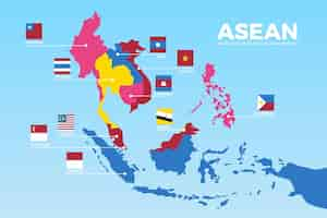 Vettore gratuito asean mappa infografica