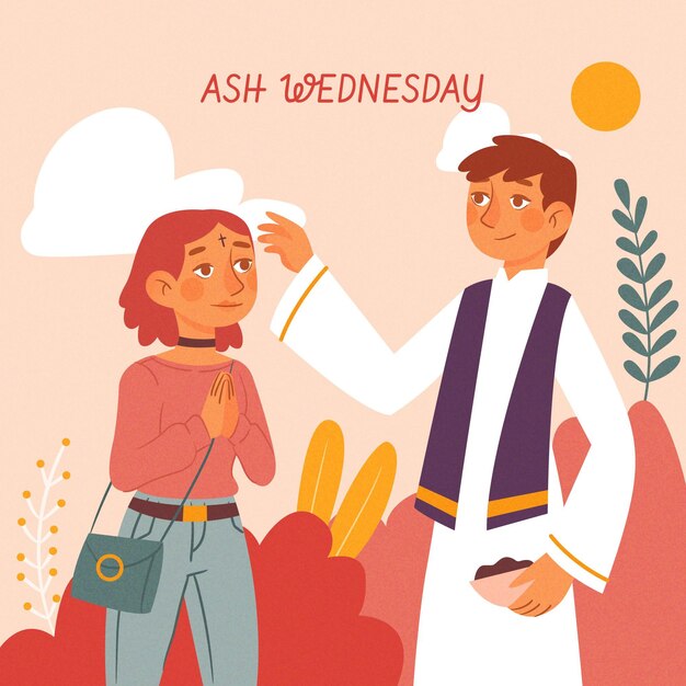 ash wednesday celebration illustrated