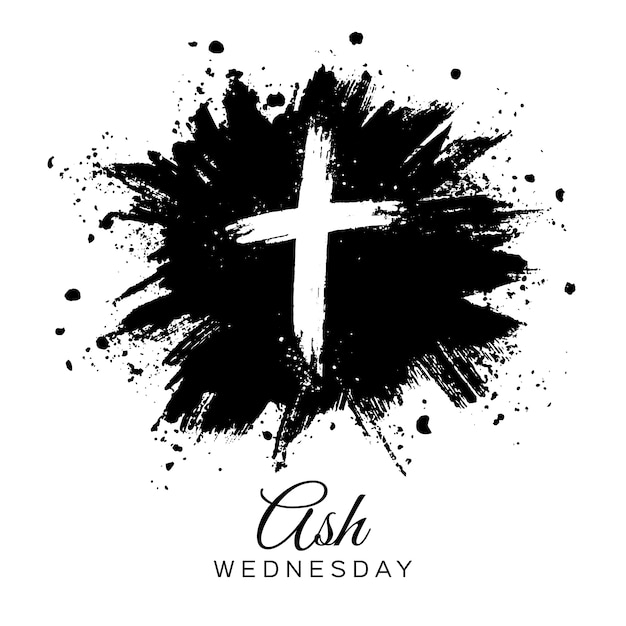 Ash wednesday cross in black ink