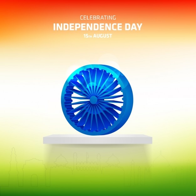 Ashoka wheel on abstract independence day flag