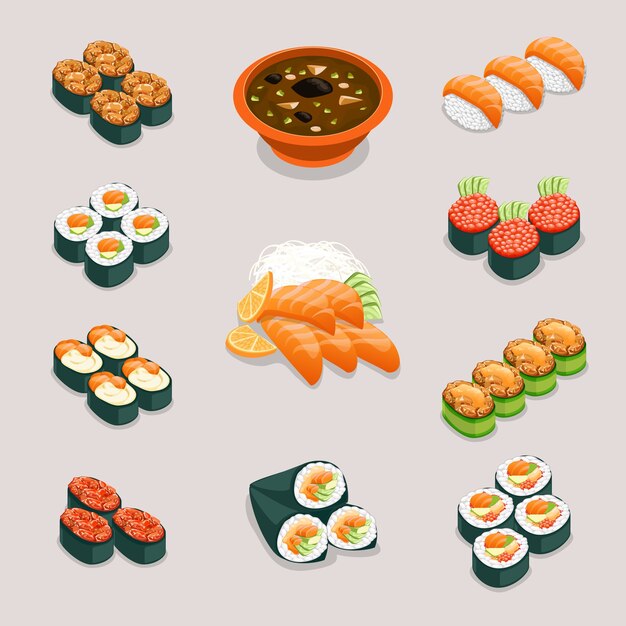 日本食レストランのシンボルイラストとリアルな寿司の背景 無料のベクター