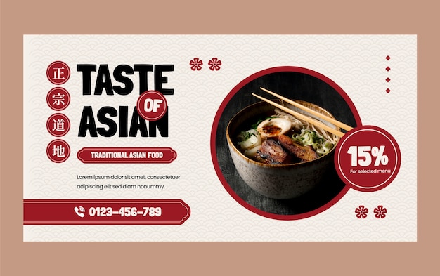 Free vector asia food restaurant business social media post template