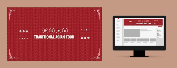 Free Vector asia food restaurant business youtube channel art