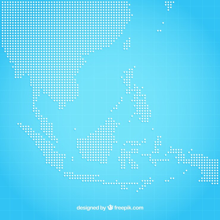 Free Vector asia map background with dots