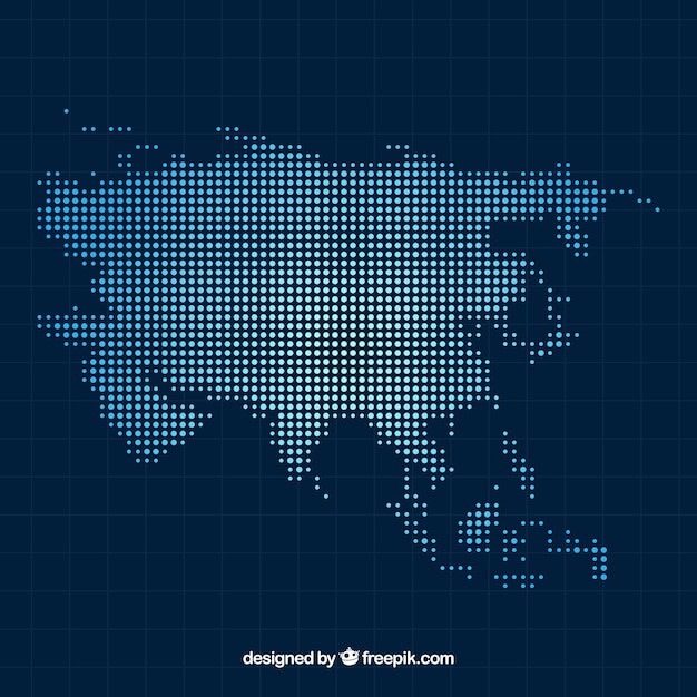 Free vector asia map background with dots