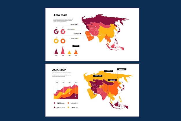 Asia map infographic in flat design