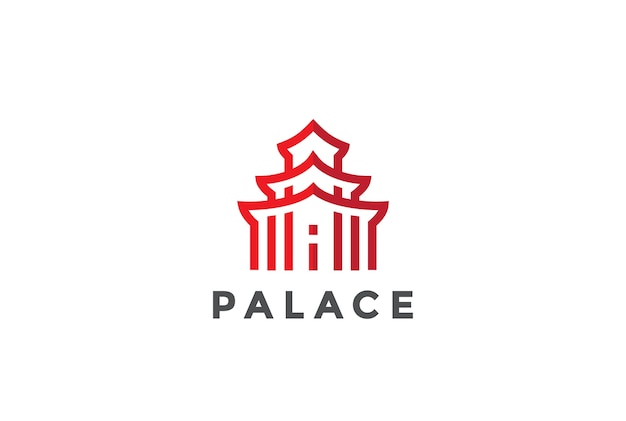 Значок логотипа азиатской архитектуры. Линейный стиль