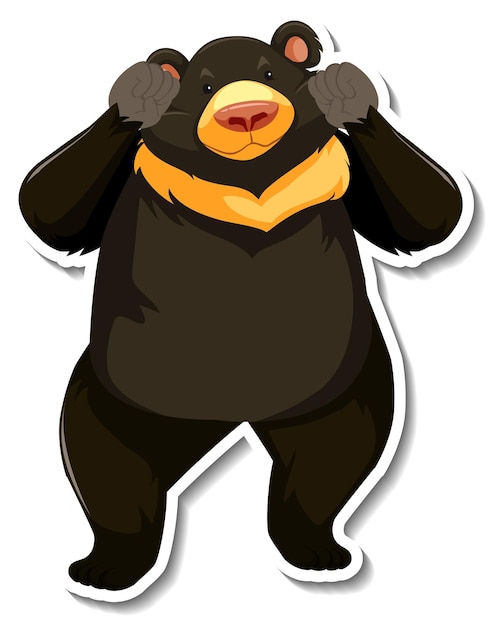 Free vector asian black bear animal cartoon sticker