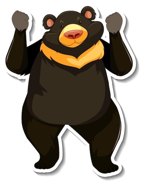 Бесплатное векторное изображение Азиатский черный медведь животное мультяшный стикер