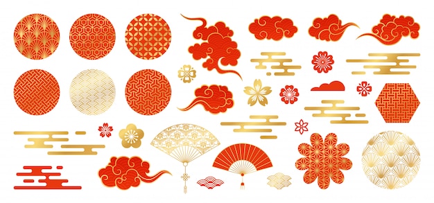 Asian design element set.