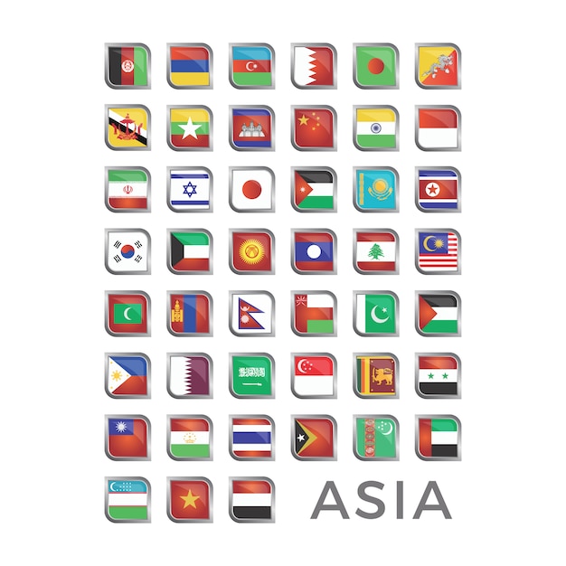 Free vector asian flag icon collection