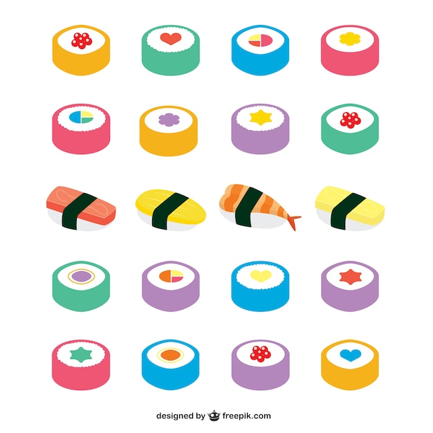 Free vector asian food icons