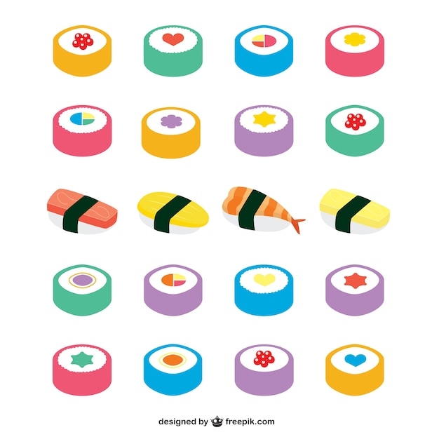 Vettore gratuito asian food icons