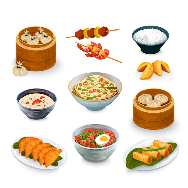 Free vector asian food set