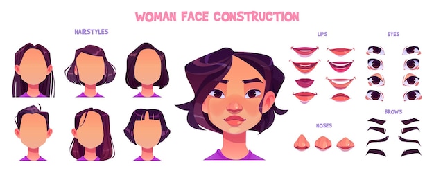 Asian girl face construction avatar creation