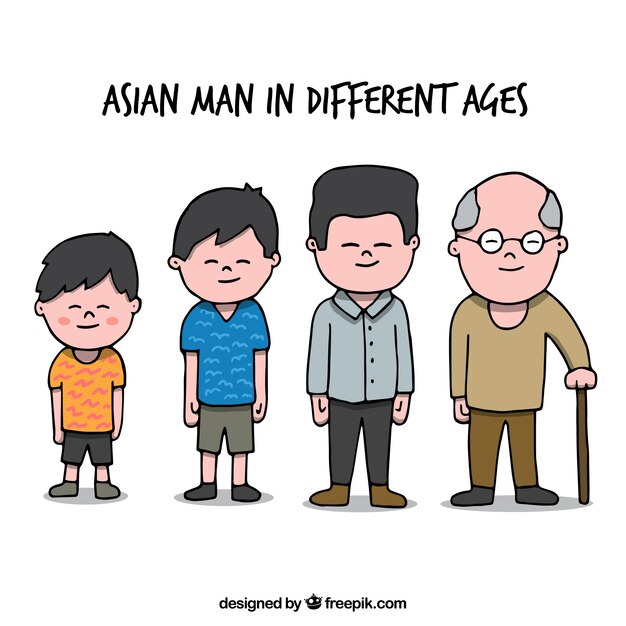 異なる年齢のアジア人男性