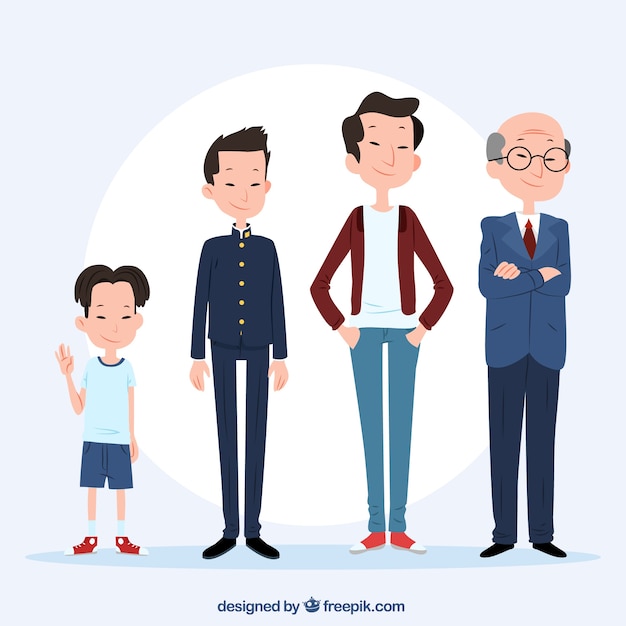 Free vector asian men collection in different ages