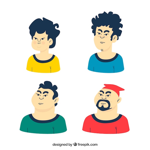 Free vector asian men collection in different ages