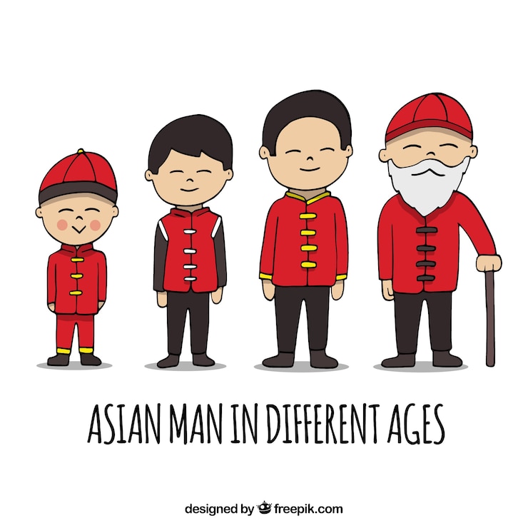 Free Vector asian men collection in different ages