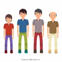 Free vector asian men collection in different ages