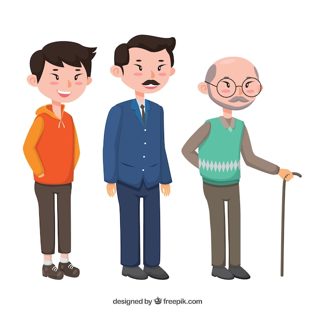 Free vector asian men collection in different ages