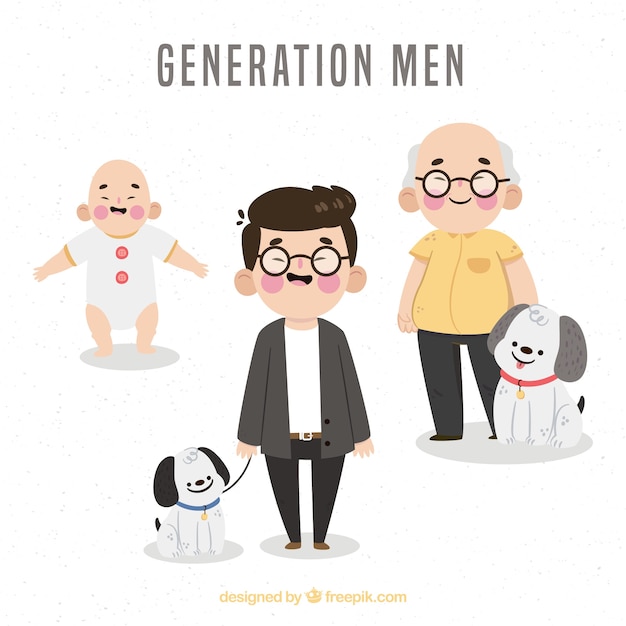 Free vector asian men collection in different ages