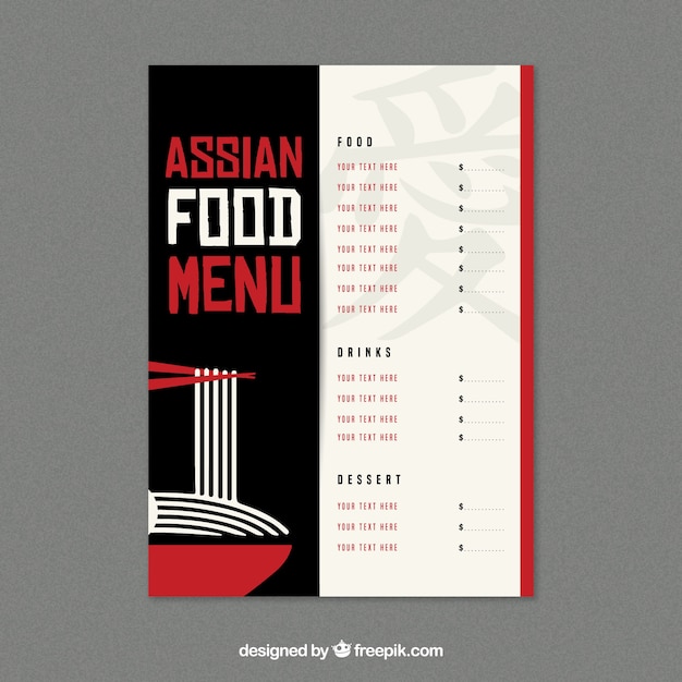 Free vector asian restaurant menu template