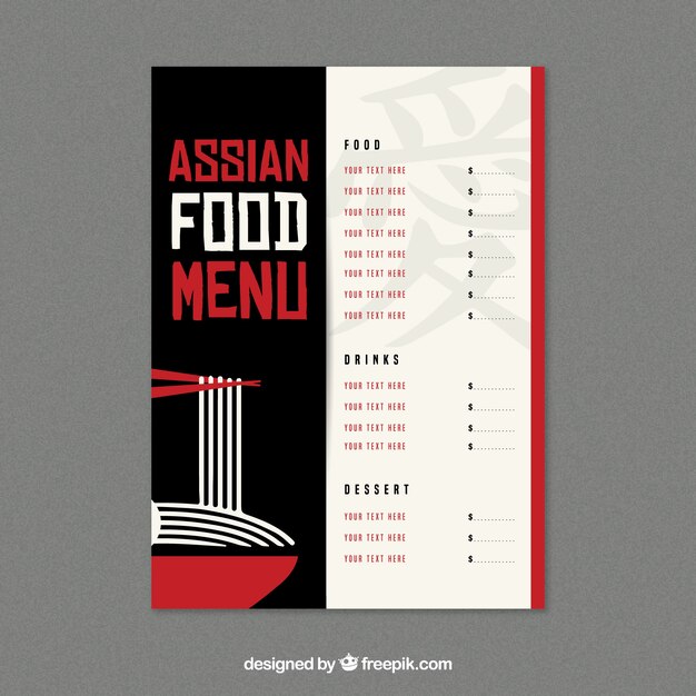 Asian restaurant menu template