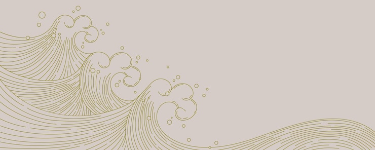Free Vector asian style line art of waves pattern