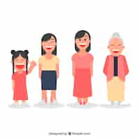 Free vector asian woman in different ages