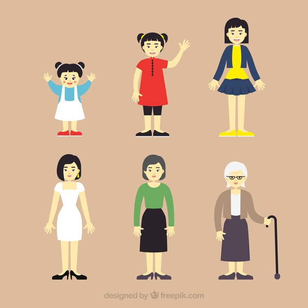 Asian woman in different ages