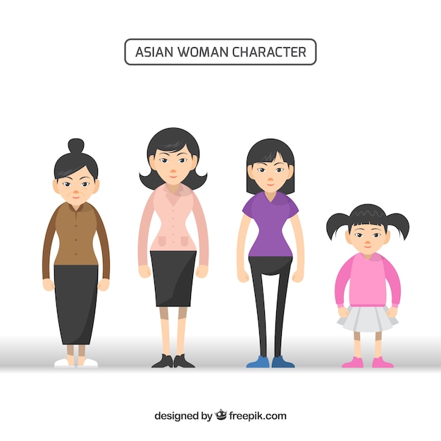 異なる年齢のアジア人女性