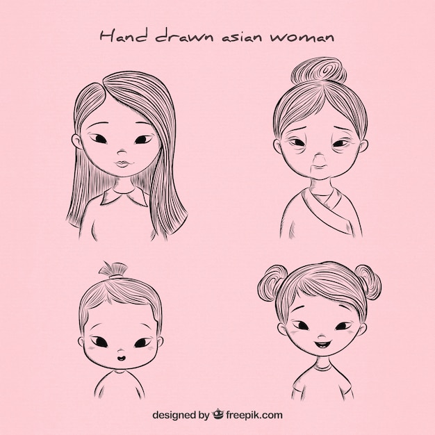 Asian women collection in different ages