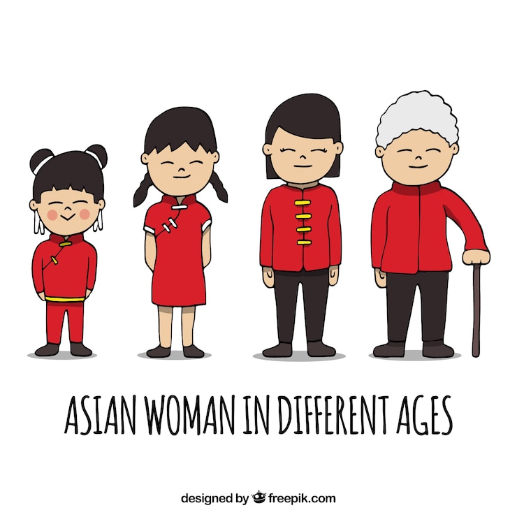 Free Vector asian women collection in different ages