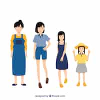 Free vector asian women collection in different ages