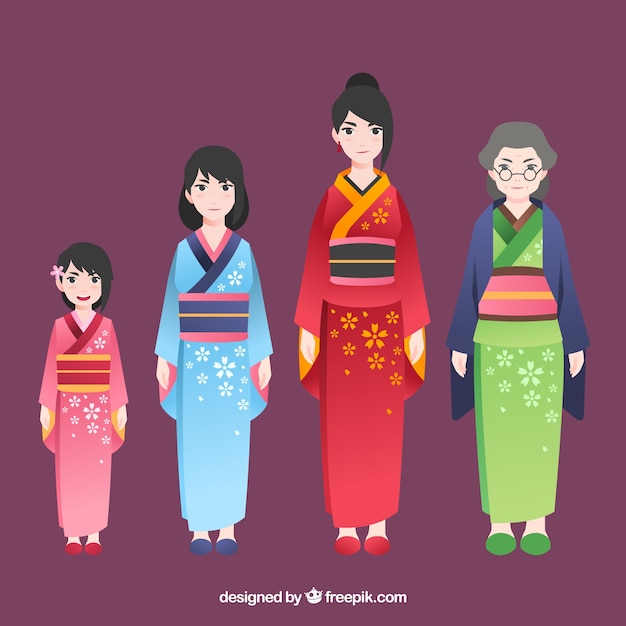 Free vector asian women collection in different ages