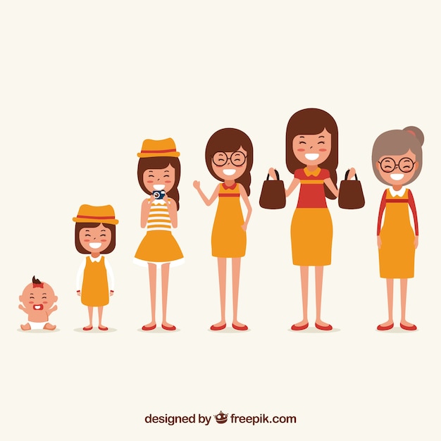 Free vector asian women collection in different ages