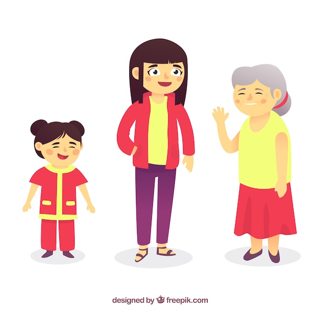 Free vector asian women collection in different ages