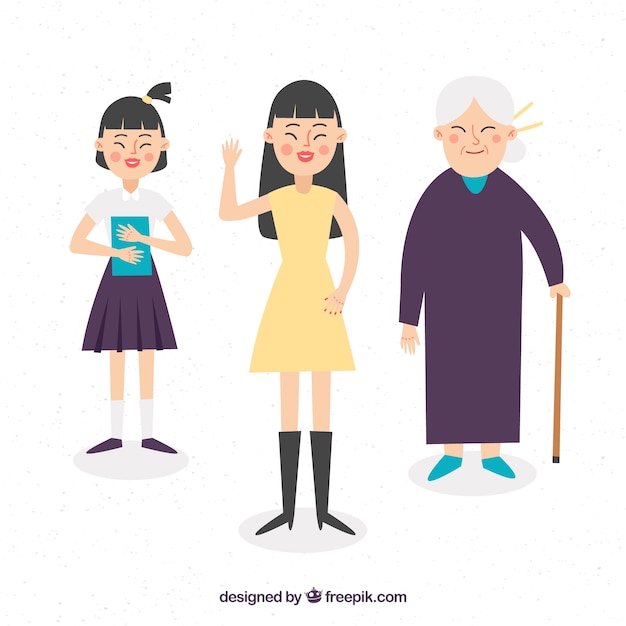 Asian women in different ages