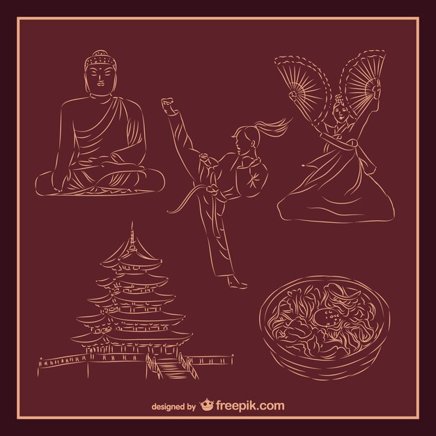 Free Vector asiatic culture and martial arts