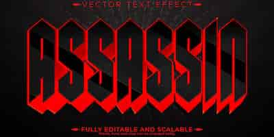 Free vector assassin text effect editable killer and sniper customizable font style