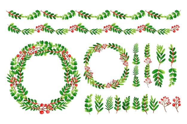 Free vector assemblage of watercolor christmas decorations