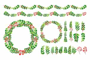 Free vector assemblage of watercolor christmas decorations