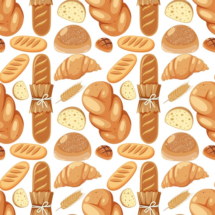 Free Vector assorted bread pattern illustration