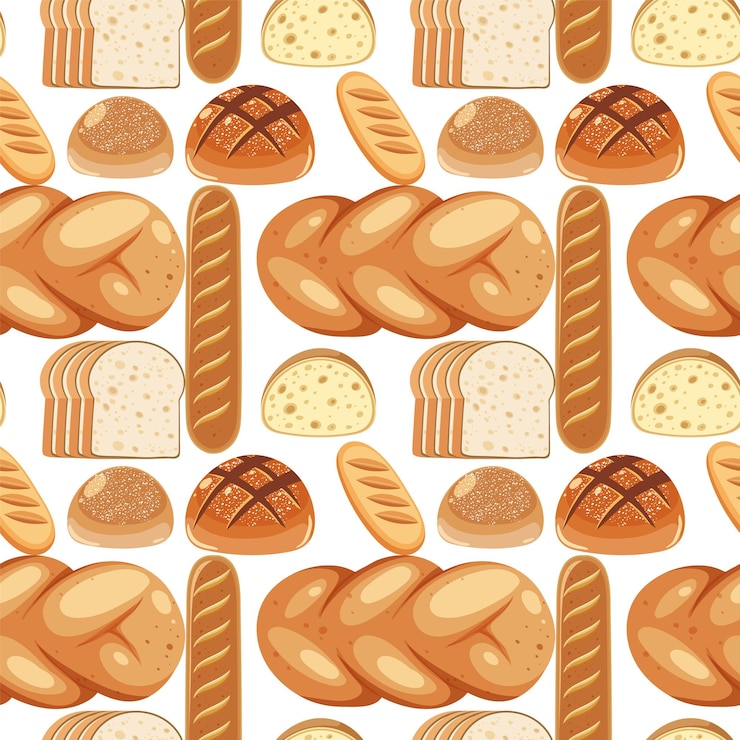 Free Vector assorted bread pattern vector illustration
