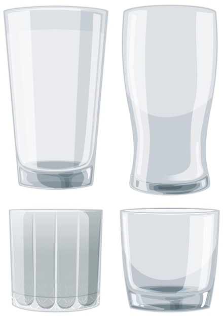 Бесплатное векторное изображение Коллекция пустой стеклянной посуды